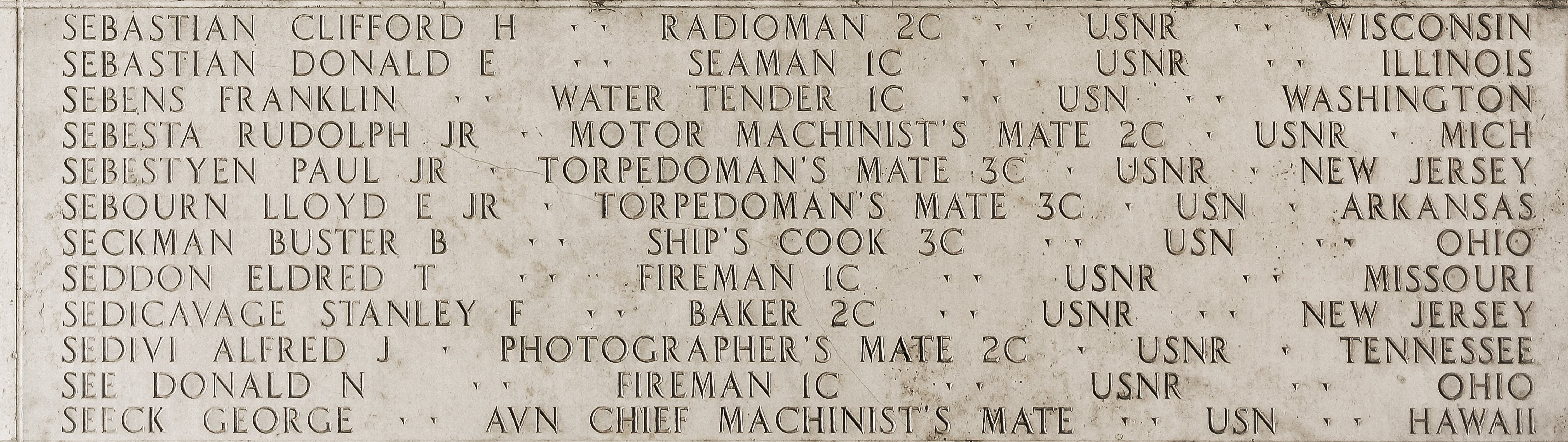 Lloyd E. Sebourn, Torpedoman's Mate Third Class